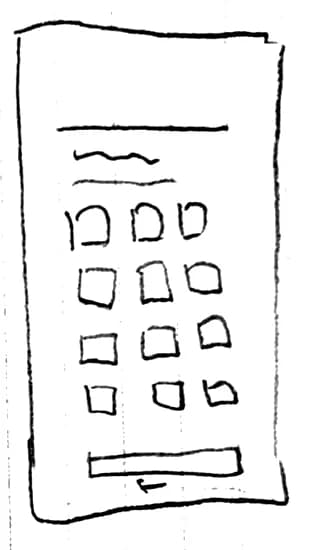 Early sketch: icon grid for quiz answers