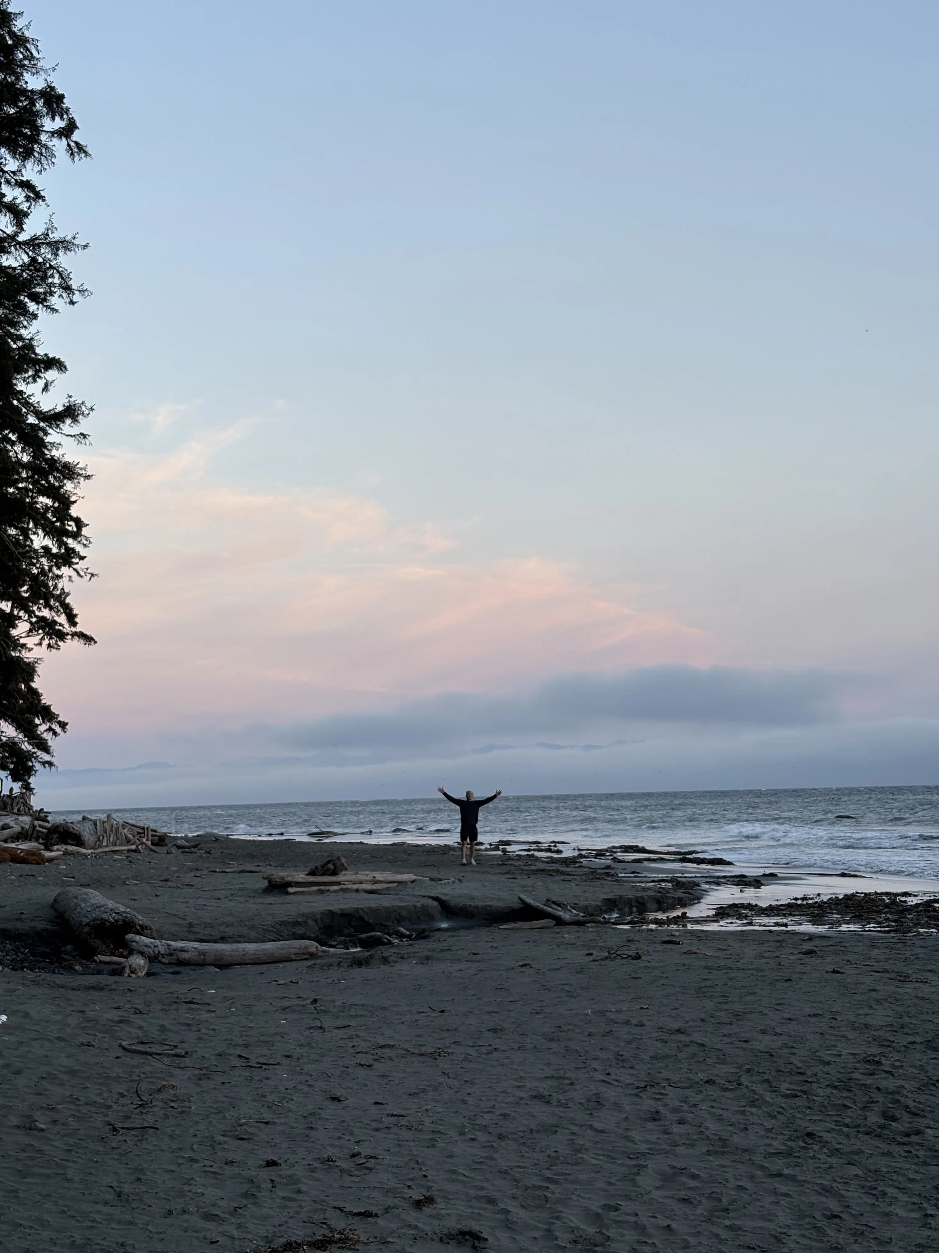 Silhouette on a beach at sunset