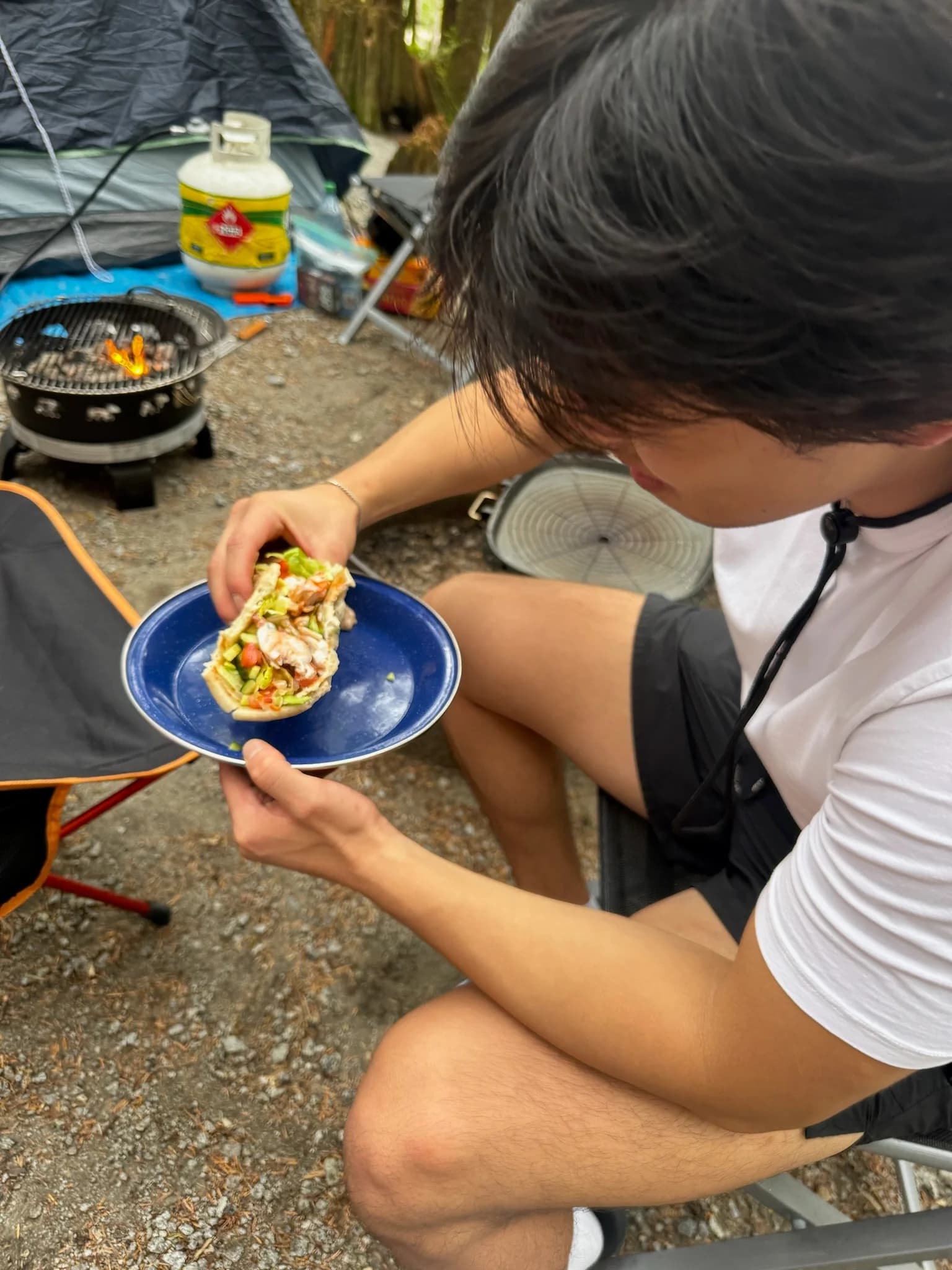 Alston sharing a meal