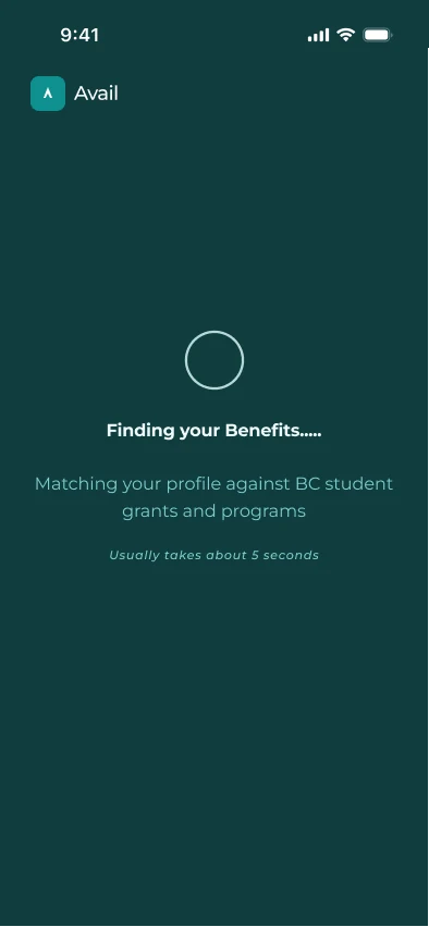 Loading screen: Finding your benefits