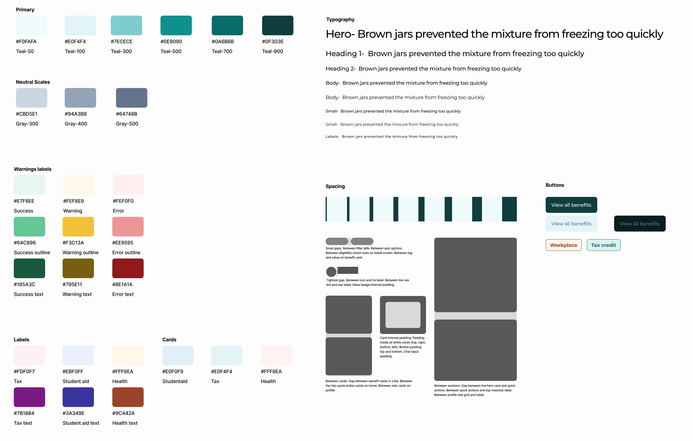 Avail design token system — colour, type, spacing, and button styles