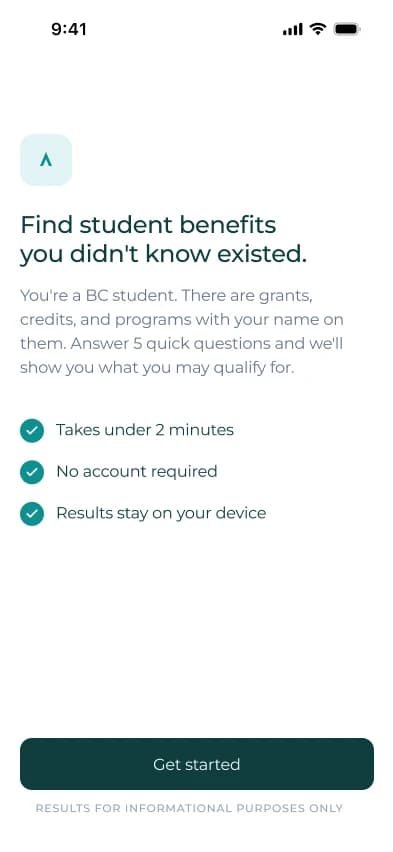 Welcome screen: Find student benefits you didn't know existed