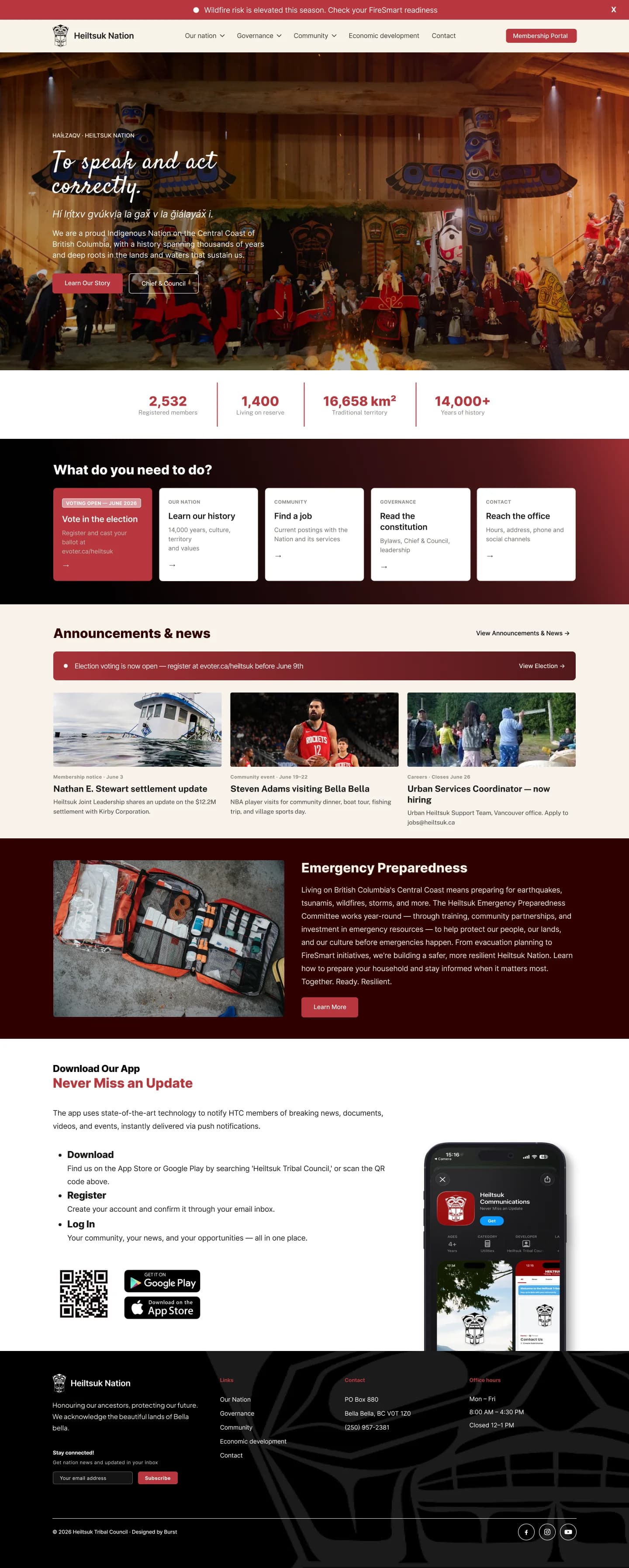 Heiltsuk Nation homepage redesign